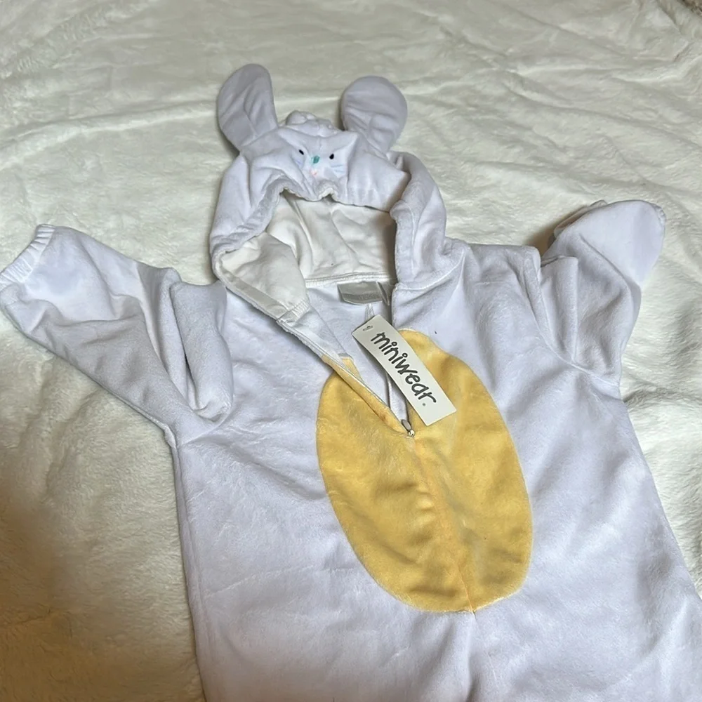 Miniwear Classics Animal Hooded Bunny Jumpsuit Toddler 24M White/Yellow Full Zip